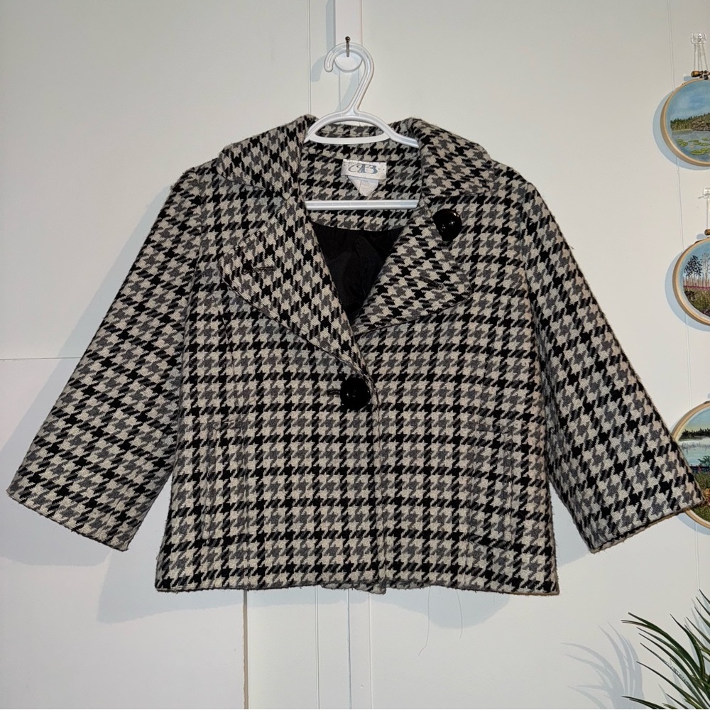 Alice Blue | Black and Grey Houndstooth Blazer